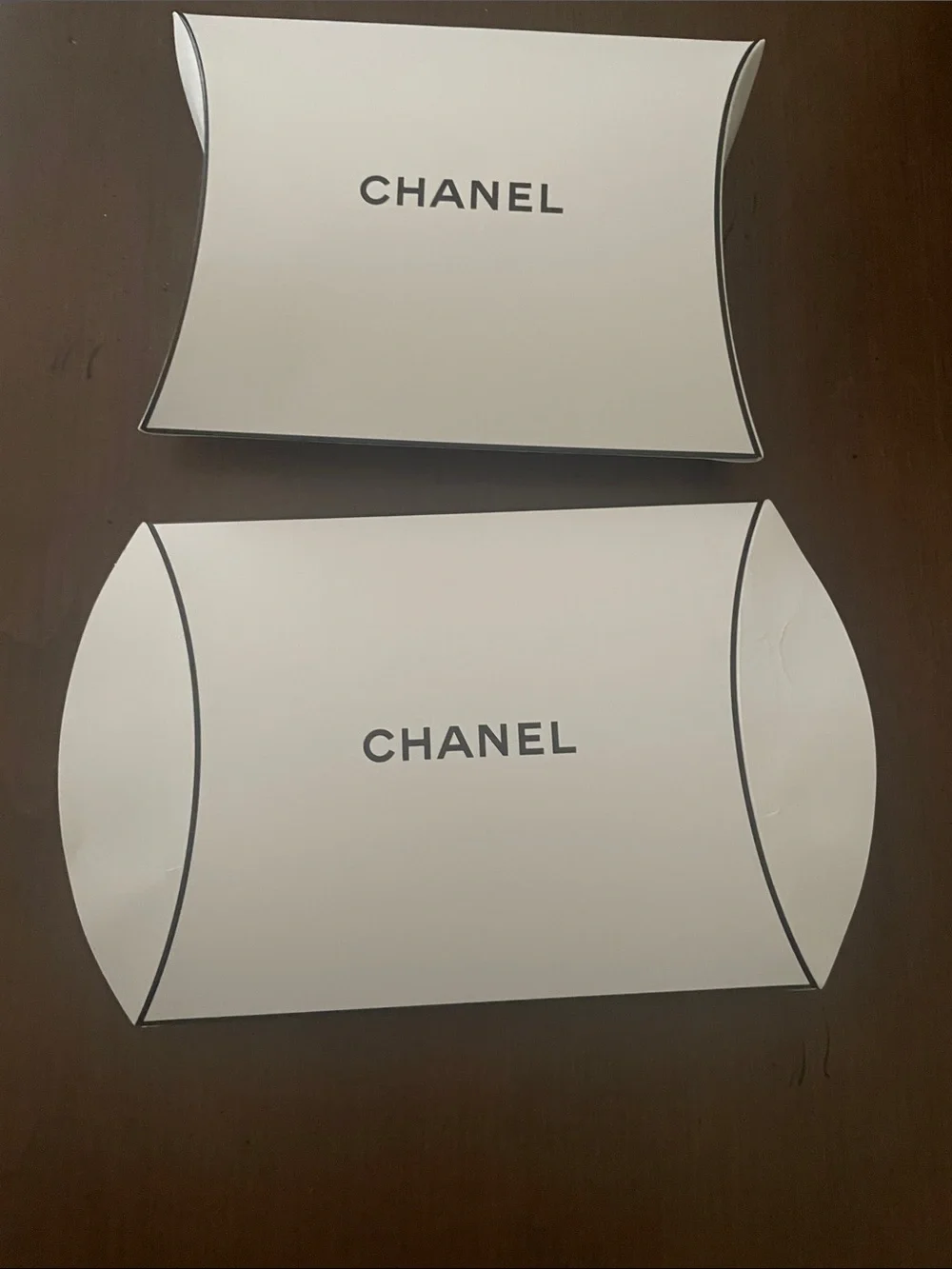 CHANEL White Pillow Box Set with Black Logo
